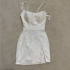 Sherri Hill White Sparkle Mini Dress